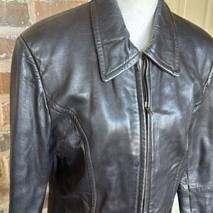 Vintage Casual Corner Dark Brown Leather Jacket Worn Soft Size Medium